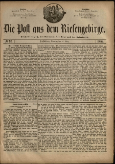 Die Post aus dem Riesengebirge, 1884, nr 72