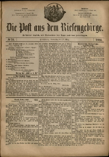 Die Post aus dem Riesengebirge, 1884, nr 74