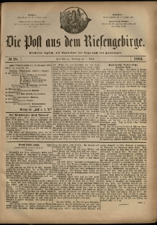 Die Post aus dem Riesengebirge, 1884, nr 78