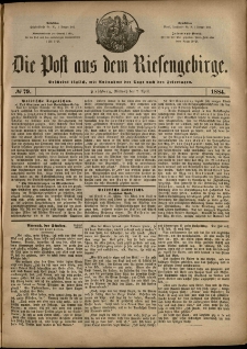 Die Post aus dem Riesengebirge, 1884, nr 79