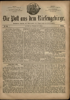 Die Post aus dem Riesengebirge, 1884, nr 85