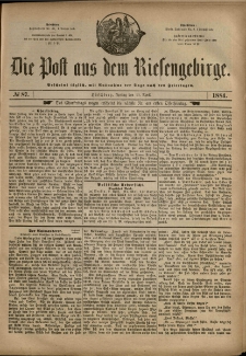 Die Post aus dem Riesengebirge, 1884, nr 87