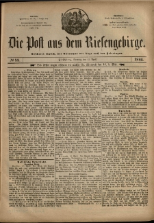Die Post aus dem Riesengebirge, 1884, nr 88