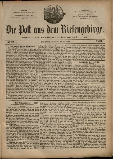 Die Post aus dem Riesengebirge, 1884, nr 92