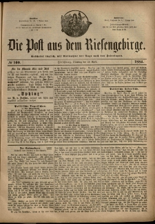Die Post aus dem Riesengebirge, 1884, nr 100