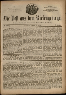 Die Post aus dem Riesengebirge, 1884, nr 109