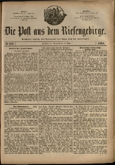 Die Post aus dem Riesengebirge, 1884, nr 112