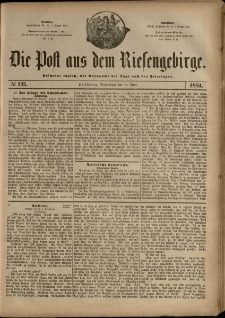 Die Post aus dem Riesengebirge, 1884, nr 135