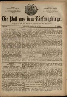 Die Post aus dem Riesengebirge, 1884, nr 141