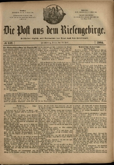 Die Post aus dem Riesengebirge, 1884, nr 142