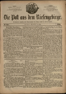 Die Post aus dem Riesengebirge, 1884, nr 146