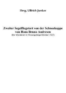 Zweiter Segelflugstart von der Schneekoppe von Hans Bruno Andresen [Dokument elektroniczny]