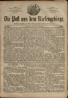 Die Post aus dem Riesengebirge, 1884, nr 194