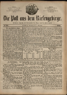 Die Post aus dem Riesengebirge, 1884, nr 213