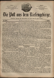 Die Post aus dem Riesengebirge, 1884, nr 216