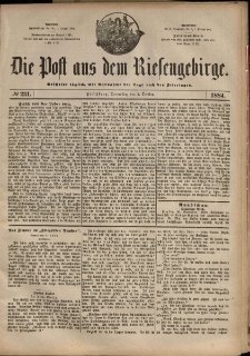 Die Post aus dem Riesengebirge, 1884, nr 231