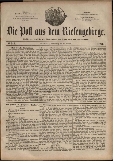 Die Post aus dem Riesengebirge, 1884, nr 243