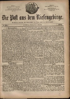 Die Post aus dem Riesengebirge, 1884, nr 258