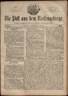 Die Post aus dem Riesengebirge, 1884, nr 275