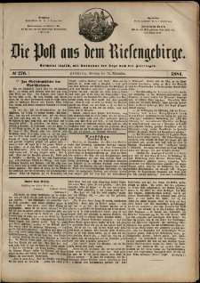 Die Post aus dem Riesengebirge, 1884, nr 276