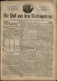 Die Post aus dem Riesengebirge, 1884, nr 279