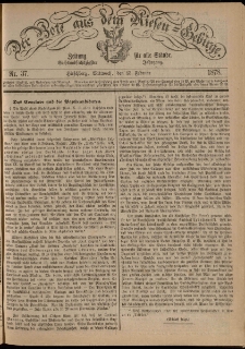Der Bote aus dem Riesen-Gebirge : Zeitung für alle Stände, R. 66, 1878, nr 37