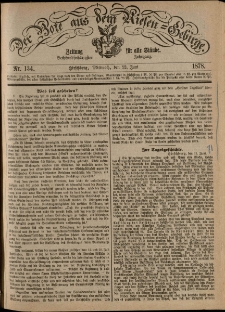 Der Bote aus dem Riesen-Gebirge : Zeitung f&uuml;r alle St&auml;nde, R. 66, 1878, nr 134