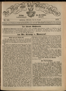 Der Bote aus dem Riesen-Gebirge : Zeitung für alle Stände, R. 66, 1878, nr 188