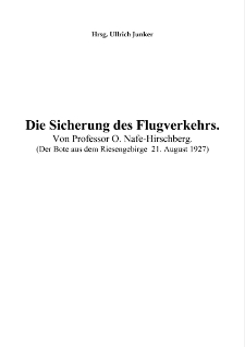 Die Sicherung des Flugverkehrs [Dokument elektroniczny]