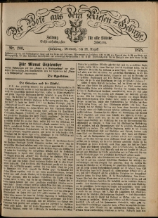 Der Bote aus dem Riesen-Gebirge : Zeitung für alle Stände, R. 66, 1878, nr 200