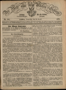 Der Bote aus dem Riesen-Gebirge : Zeitung für alle Stände, R. 66, 1878, nr 201