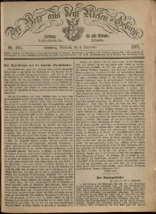 Der Bote aus dem Riesen-Gebirge : Zeitung für alle Stände, R. 66, 1878, nr 205