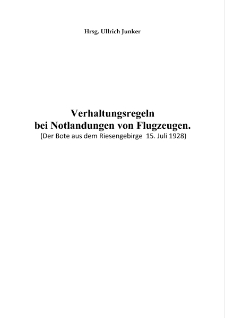 Verhaltungsregeln bei Notlandungen von Flugzeugen [Dokument elektroniczny]