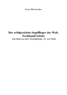 Der erfolgreichste Segelflieger der Welt, Ferdinand Schulz [Dokument elektroniczny]