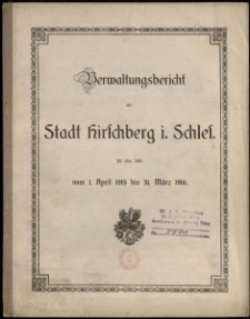 Verwaltungsbericht der Stadt Hirschberg i. Schl. für das Jahr vom 1. April 1915 bis 31. März 1916