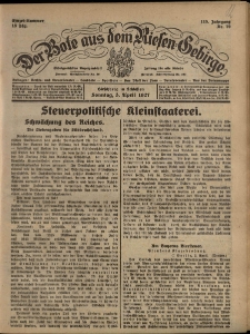 Der Bote aus dem Riesen-Gebirge : Zeitung für alle Stände, R. 115, 1927, nr 79