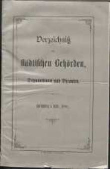 Verzeichnis der Städtischen Behörden, Deputationen und Beamten