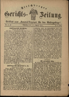 Hirschberger Gerichts-Zeitung : Beiblatt zum „General-Anzeiger für das Riesengebirge”, 1911, Jg. 18, Nr. 30