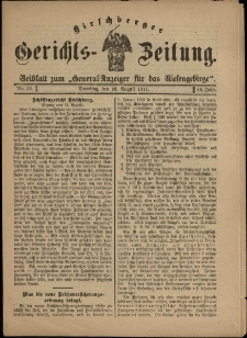 Hirschberger Gerichts-Zeitung : Beiblatt zum „General-Anzeiger für das Riesengebirge”, 1911, Jg. 18, Nr. 32