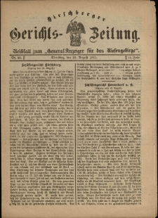 Hirschberger Gerichts-Zeitung : Beiblatt zum &bdquo;General-Anzeiger f&uuml;r das Riesengebirge&rdquo;, 1911, Jg. 18, Nr. 33