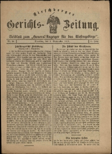 Hirschberger Gerichts-Zeitung : Beiblatt zum &bdquo;General-Anzeiger f&uuml;r das Riesengebirge&rdquo;, 1911, Jg. 18, Nr. 34