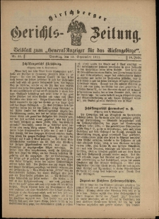 Hirschberger Gerichts-Zeitung : Beiblatt zum &bdquo;General-Anzeiger f&uuml;r das Riesengebirge&rdquo;, 1911, Jg. 18, Nr. 35