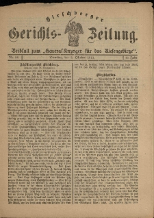 Hirschberger Gerichts-Zeitung : Beiblatt zum „General-Anzeiger für das Riesengebirge”, 1911, Jg. 18, Nr. 38