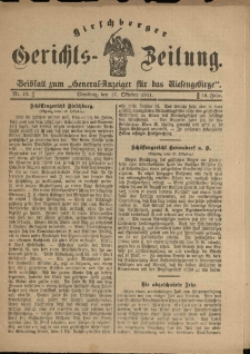 Hirschberger Gerichts-Zeitung : Beiblatt zum &bdquo;General-Anzeiger f&uuml;r das Riesengebirge&rdquo;, 1911, Jg. 18, Nr. 40