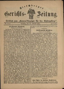 Hirschberger Gerichts-Zeitung : Beiblatt zum &bdquo;General-Anzeiger f&uuml;r das Riesengebirge&rdquo;, 1911, Jg. 18, Nr. 42
