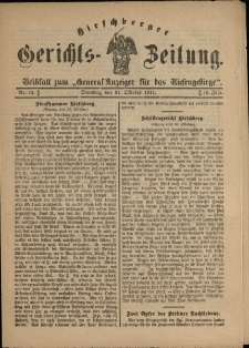 Hirschberger Gerichts-Zeitung : Beiblatt zum „General-Anzeiger für das Riesengebirge”, 1911, Jg. 18, Nr. 42