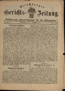 Hirschberger Gerichts-Zeitung : Beiblatt zum &bdquo;General-Anzeiger f&uuml;r das Riesengebirge&rdquo;, 1911, Jg. 18, Nr. 49