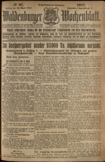 Waldenburger Wochenblatt, Jg. 63, 1917, nr 91