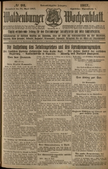 Waldenburger Wochenblatt, Jg. 63, 1917, nr 92
