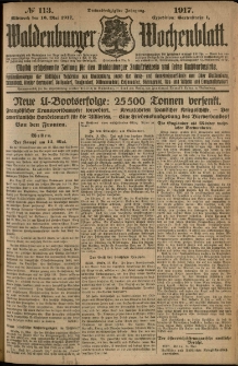 Waldenburger Wochenblatt, Jg. 63, 1917, nr 113